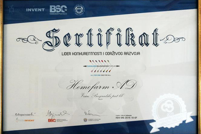 Hemofarmu nagrada za konkurentnost i održivi razvoj